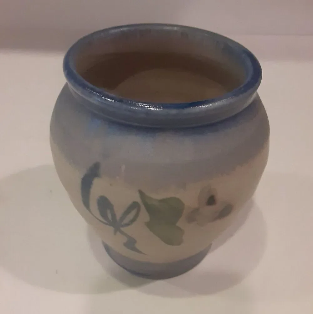 Artist Signed Benner Pottery Vase Blues & Greens Versatile Decor